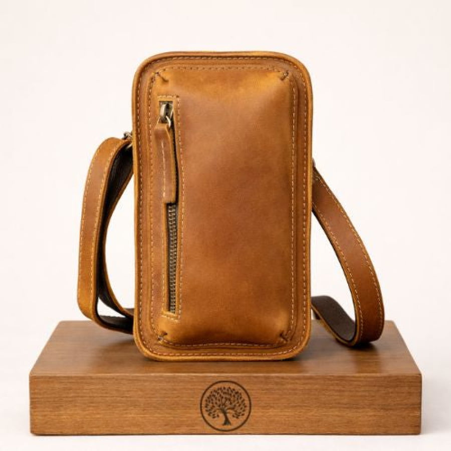 Bolsa Transversal de Ombro Artesanal em Couro Rústico bagm1001