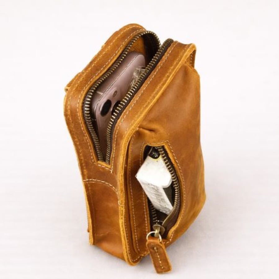 Bolsa Transversal de Ombro Artesanal em Couro Rústico bagm1001