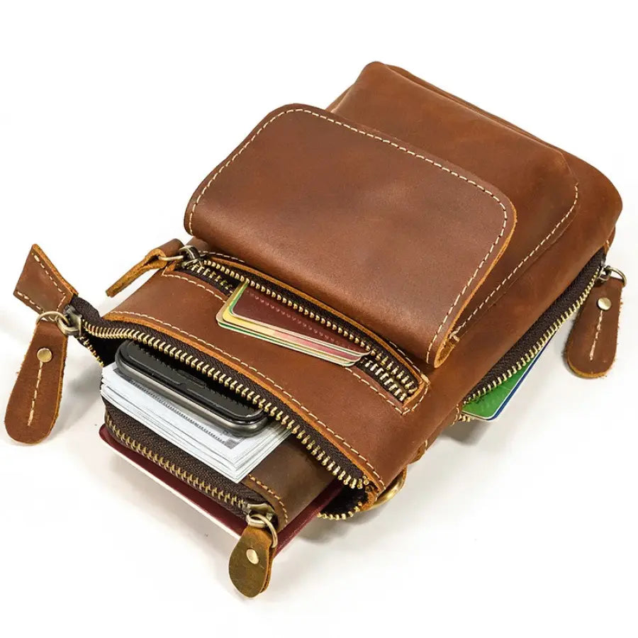 Bolsa Transversal Masculina de Couro Legítimo Vintage Unbu bagm602