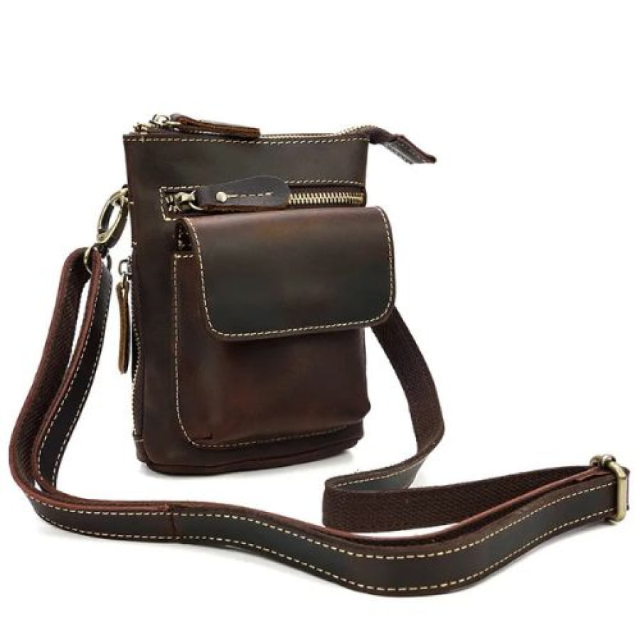 Bolsa Transversal Masculina de Couro Legítimo Vintage Unbu bagm602