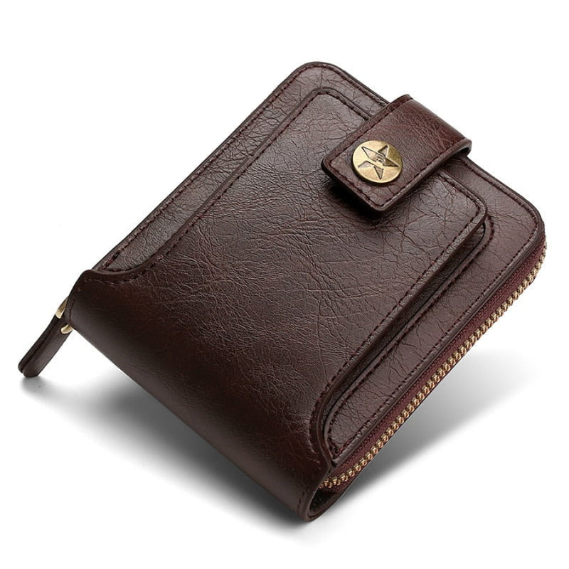 Carteira Masculina Couro Sintético Clutch Com Zíper Café Cart06