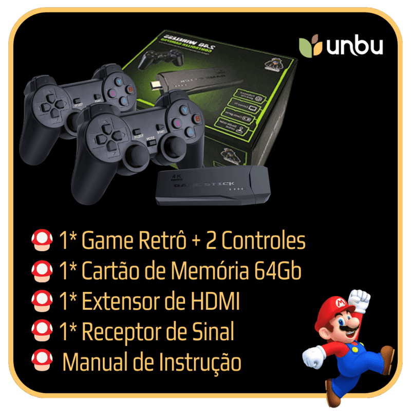 Game Stick 4K Retrô Lite 15000 Jogos 2 Controles Sem Fio Game00