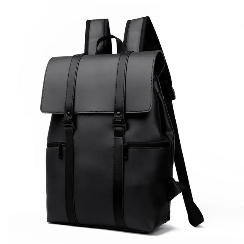 Mochila De Couro Black Smooth Bpk104