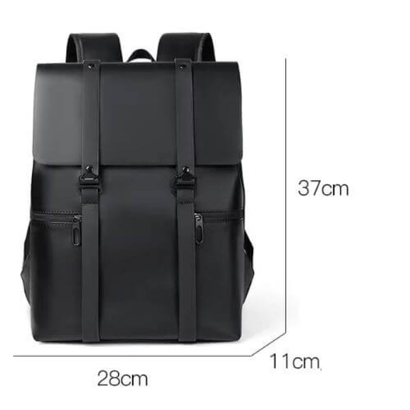 Mochila De Couro Black Smooth Bpk104