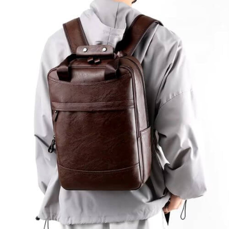 Mochila De Couro Executiva Para Notebook Urban Café Bpk102