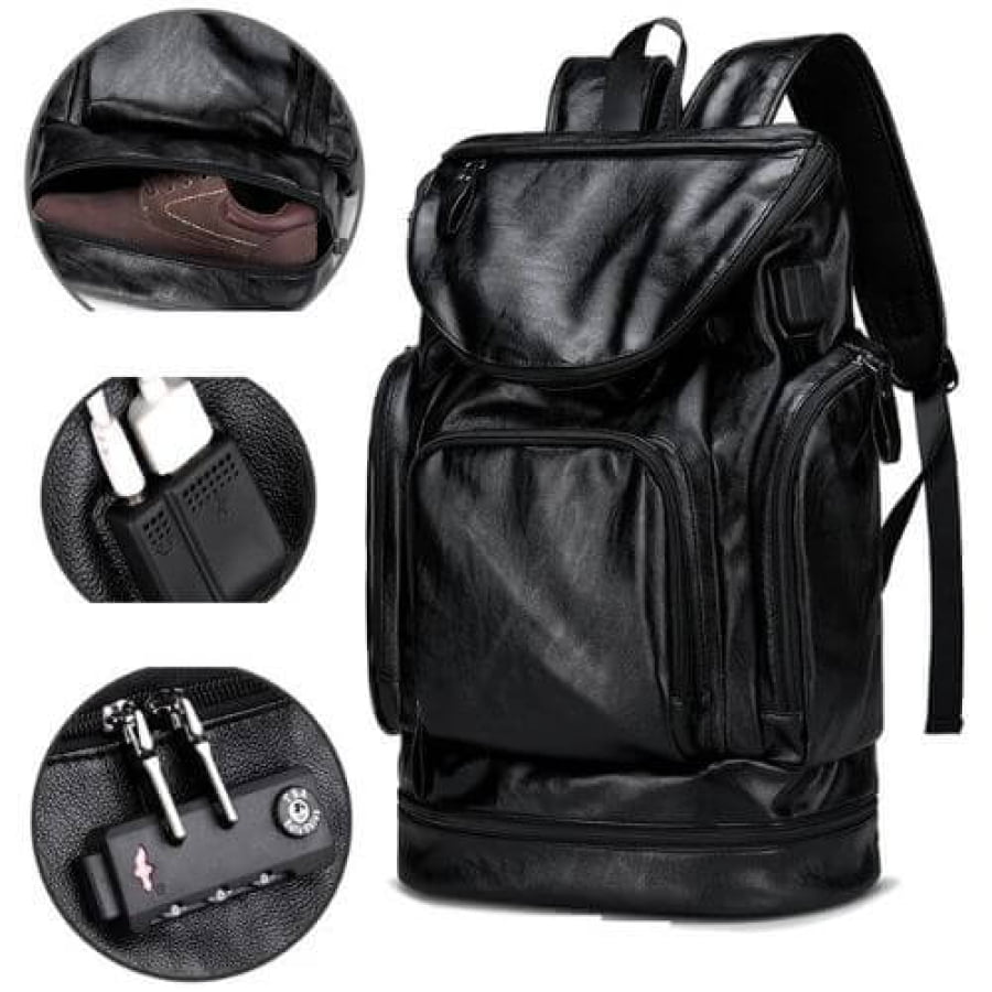 Mochila De Couro Premium Vintage Bpk111