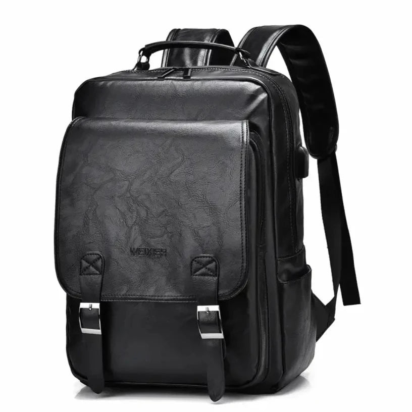 Mochila De Couro Weixier Vangart Preto Bpk106