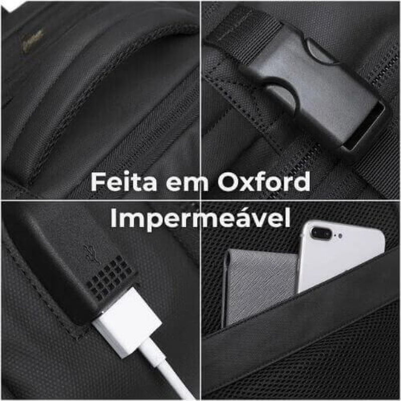 Mochila Preta Executiva Aesthetic Unbu Porta Usb 45L Bpk02