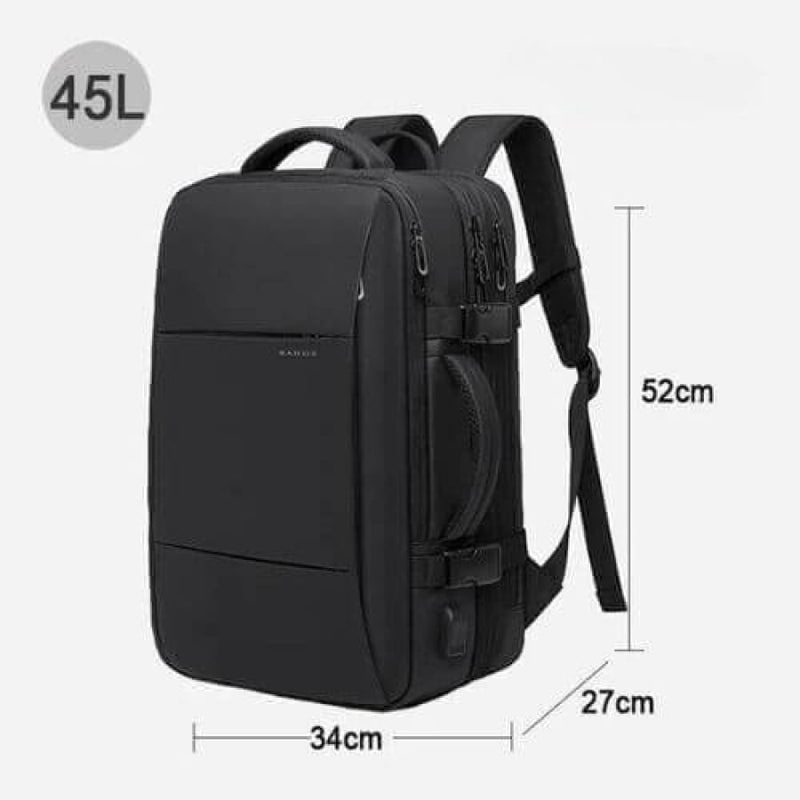 Mochila Preta Executiva Aesthetic Unbu Porta Usb 45L Bpk02