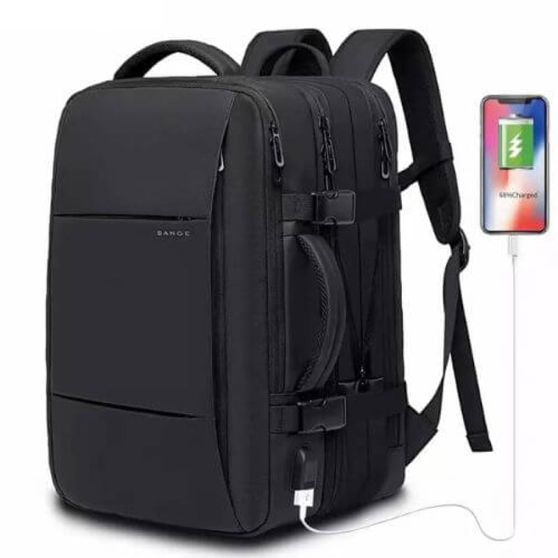 Mochila Preta Executiva Aesthetic Unbu Porta Usb 45L Travel Bpk02