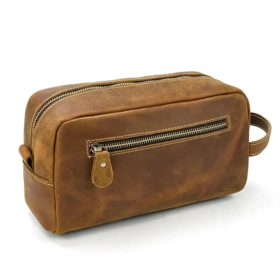 Necessaire Couro Legítimo Pearl Marrom Ncs05