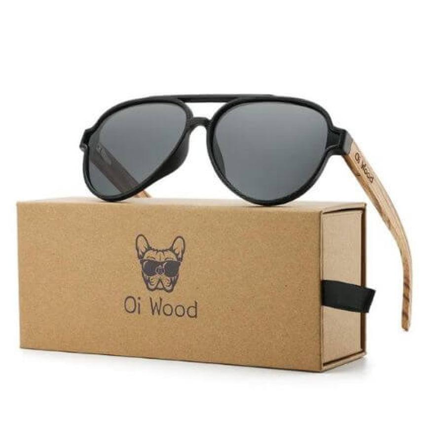 Óculos De Sol Masculino Pilot Polarizado Oi Wood Haste Madeira Glass03