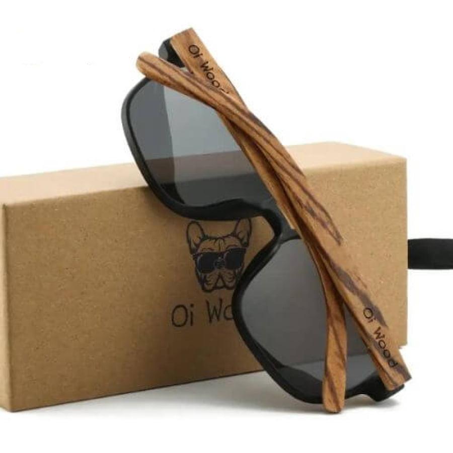 Óculos De Sol Masculino Polarizado Oi Wood Haste Madeira Glass01