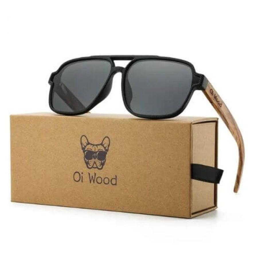 Óculos De Sol Masculino Polarizado Oi Wood Haste Madeira Glass01