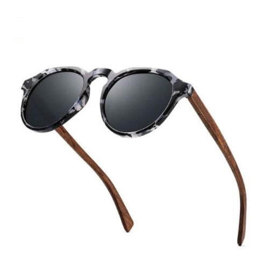 Óculos De Sol Masculino Redondo Polarizado Oi Wood Haste Madeira Glass02