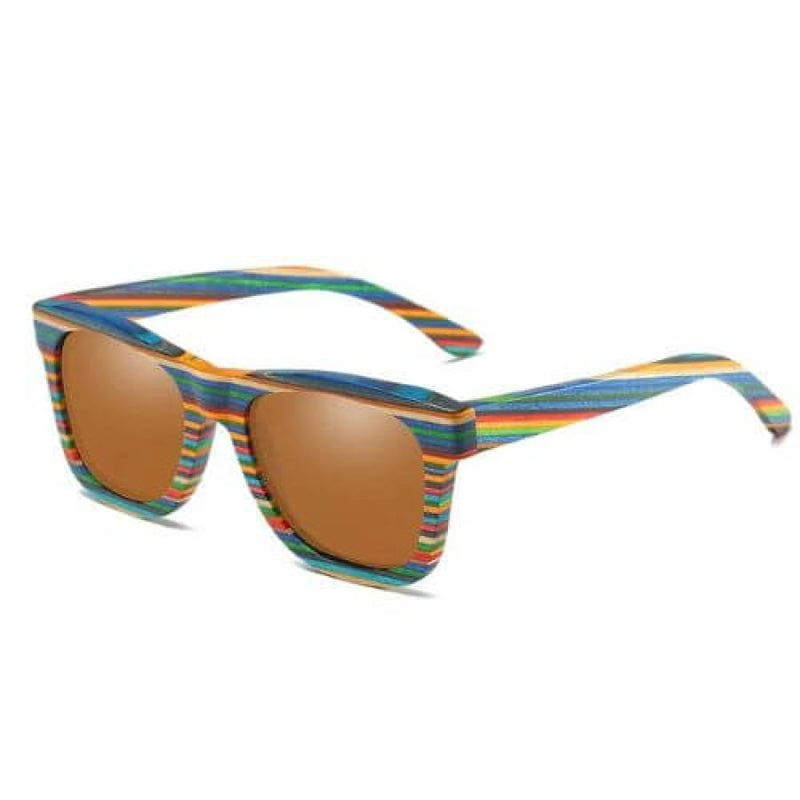Óculos De Sol Rainbow Polarizado Armação Bambu Marrom Glass07