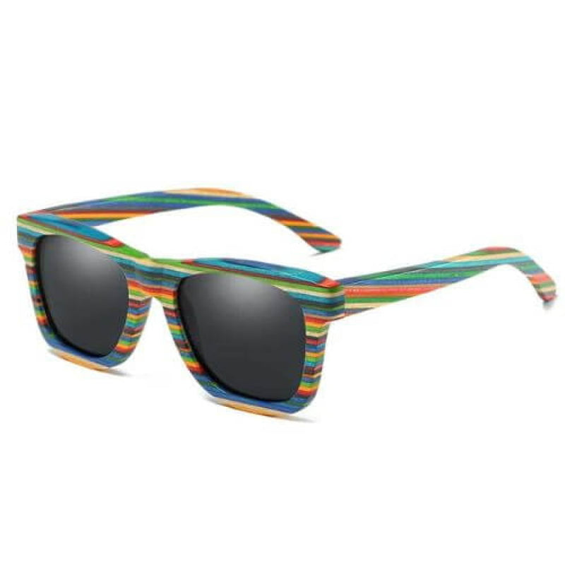 Óculos De Sol Rainbow Polarizado Armação Bambu Preta Glass07