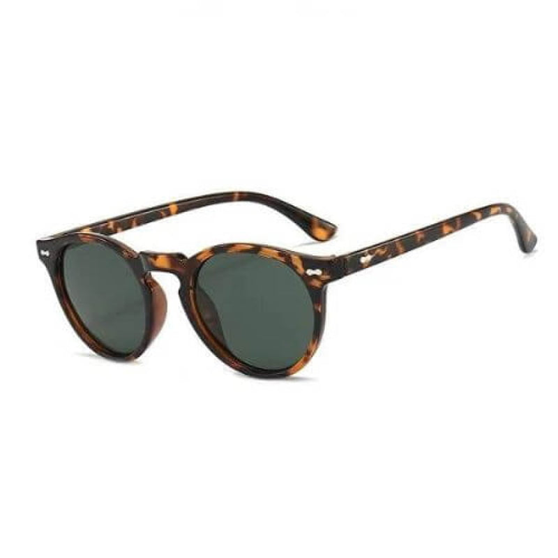Óculos De Sol Redondo Masculino Polarizado Armação Acetato Leopard Green Glass08
