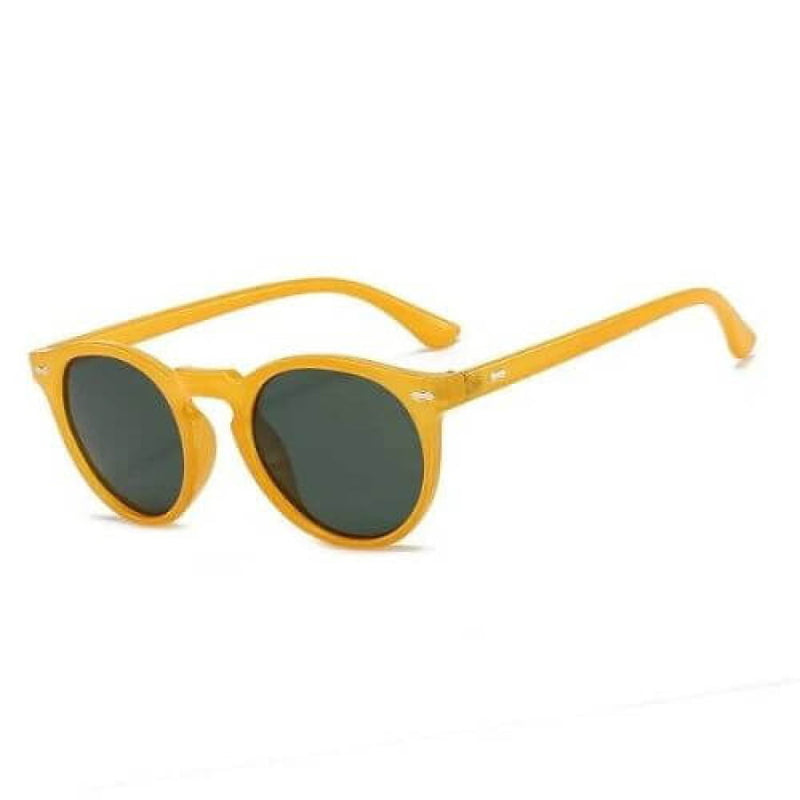 Óculos De Sol Redondo Masculino Polarizado Armação Acetato Yellow Deep Green Glass08