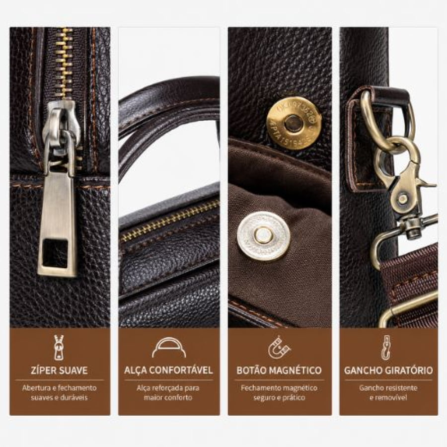 Pasta Executiva Masculina de Couro Legítimo Executive Slim Unbu - mlt28