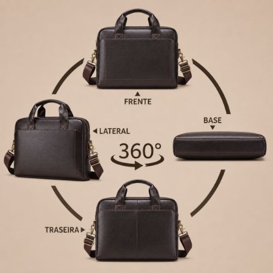 Pasta Executiva Masculina de Couro Legítimo Executive Slim Unbu - mlt28