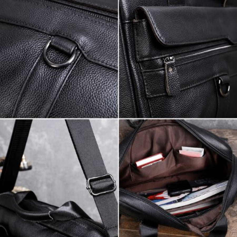 Pasta Executiva Masculina de Couro Legítimo Organizer Unbu - Preta - mlt26