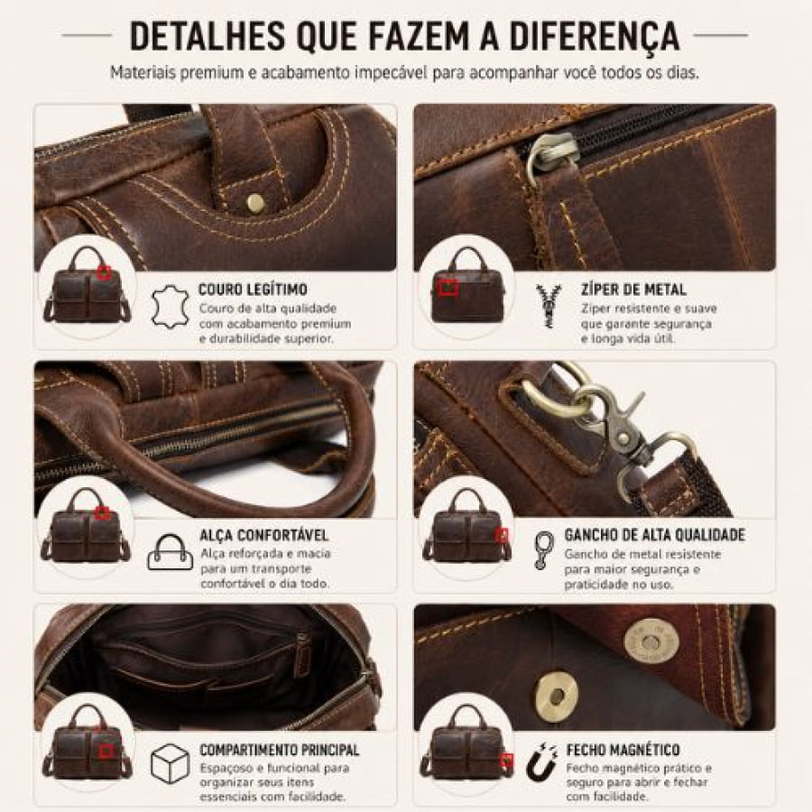 Pasta Executiva Masculina de Couro Legítimo Oxford Unbu - mlt24