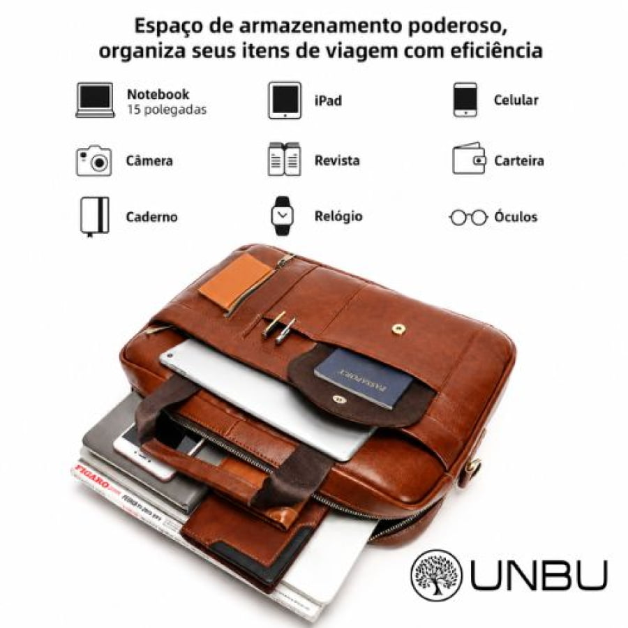 Pasta Executiva Masculina de Couro Legítimo Windsor Unbu - mlt22
