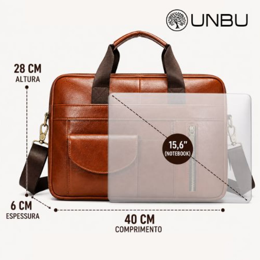 Pasta Executiva Masculina de Couro Legítimo Windsor Unbu - mlt22
