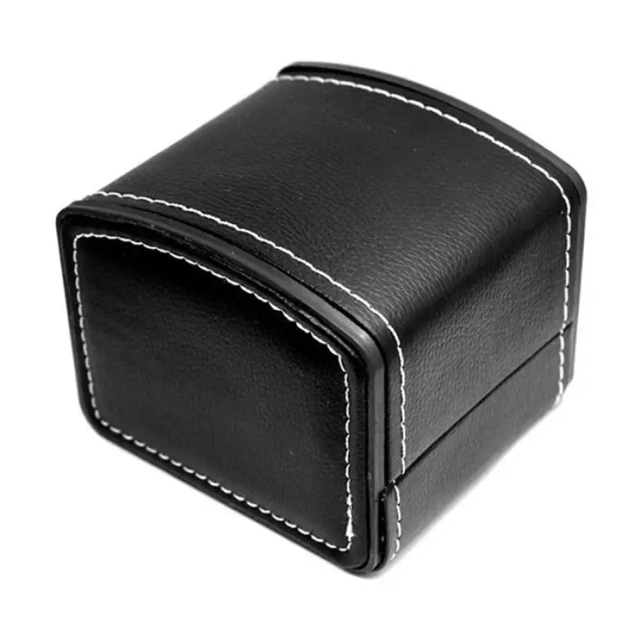 Porta Relógio Vintage Couro Com Travesseiro Preto Pr00