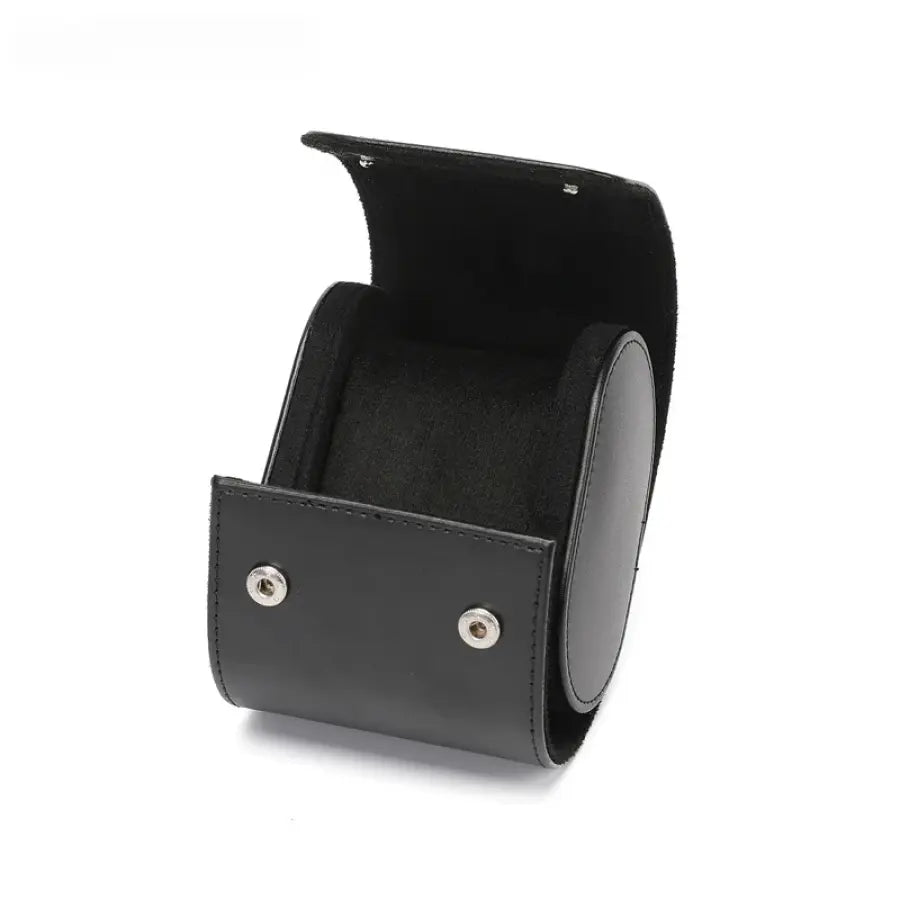 Porta-Relógios Em Couro Legítimo Vintage Feito À Mão 1 Slot Black-01 Pr05