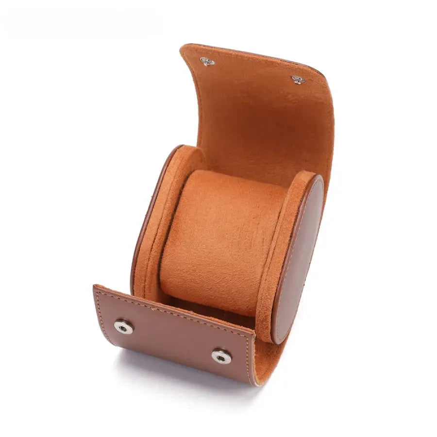 Porta-Relógios Em Couro Legítimo Vintage Feito À Mão 1 Slot Brown-01 Pr05