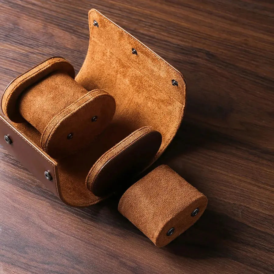 Porta-Relógios Em Couro Legítimo Vintage Feito À Mão 2 Slots Pr05.1