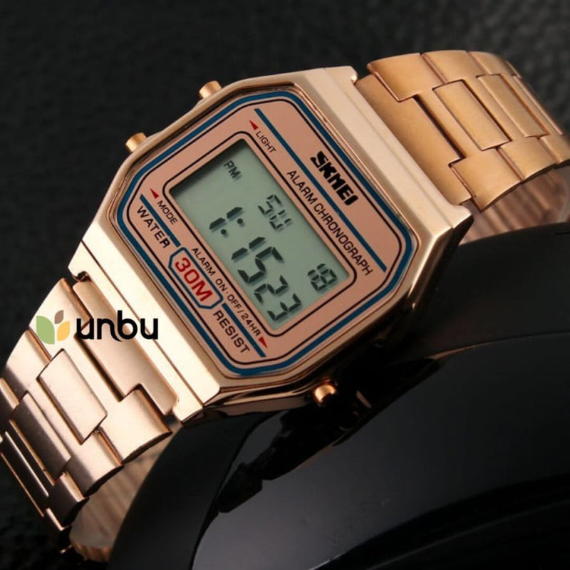 Relógio Digital Masculino Aço Inoxidável Clássico Retrô Skmei Cloc04