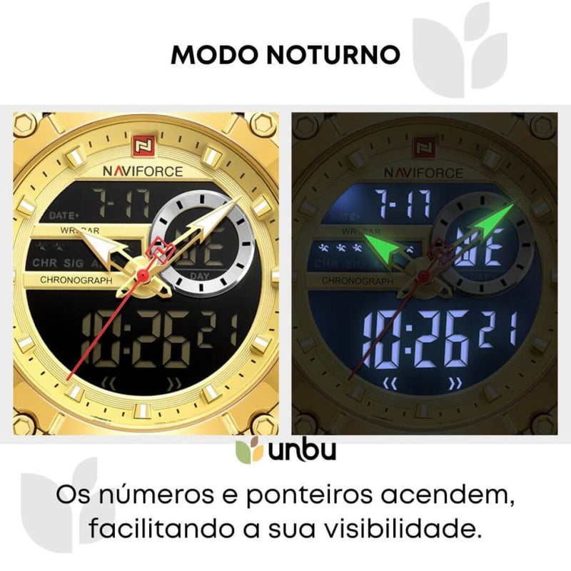Relógio Masculino Analógico E Digital Luxo Naviforce Modelo 9163 Cloc03