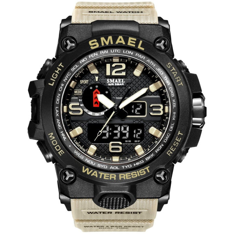 Relógio Masculino Esportivo Militar Digital Smael 1545 Cáqui Cloc00