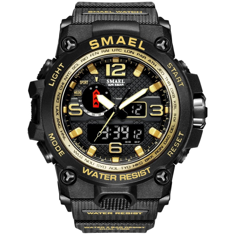 Relógio Masculino Esportivo Militar Digital Smael 1545 Dourado Cloc00