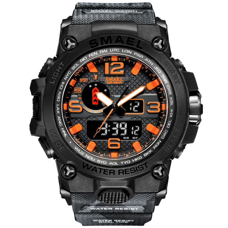 Relógio Masculino Esportivo Militar Digital Smael 1545 Laranja Camuflado Cloc00