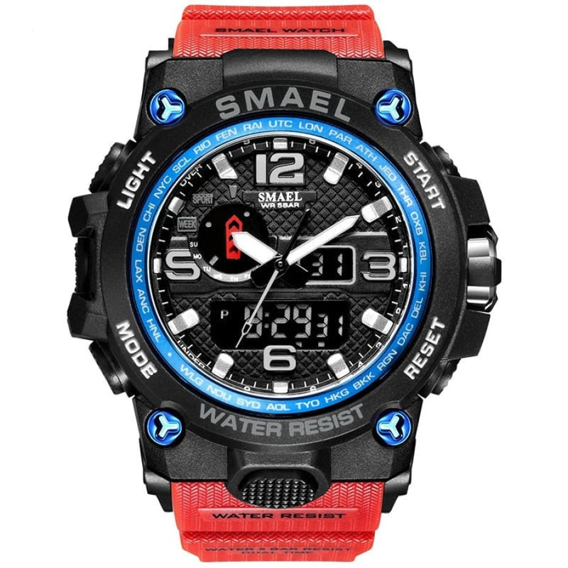 Relógio Masculino Esportivo Militar Digital Smael 1545 Vermelho/Azul Cloc00