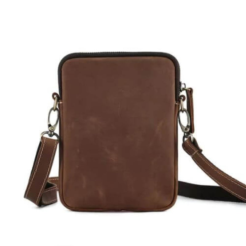 Shoulder Bag De Couro Legítimo Minimalista Marrom Bagm01