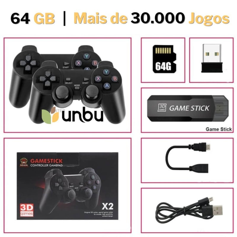 Super Game Stick 4K Retrô Gd10 30000 Jogos 2 Controles Sem Fio Game01