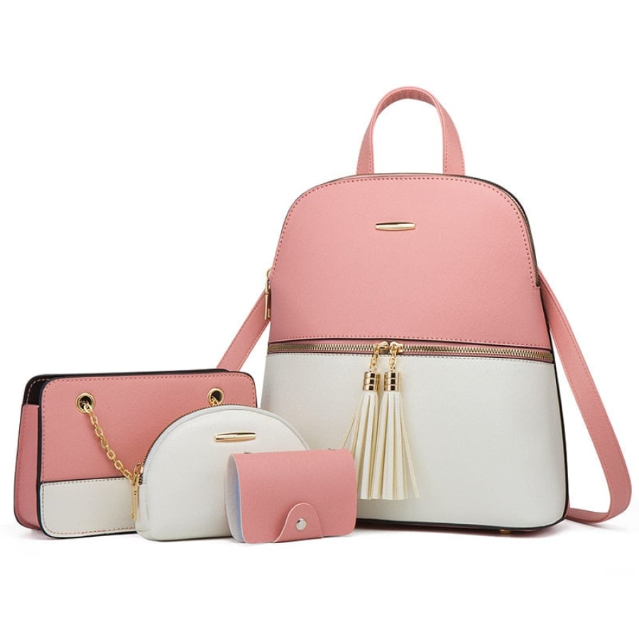 Kit Bolsa Feminina Transversal e de Ombro + Carteira Feminina Pequena  Degradê - Rosa